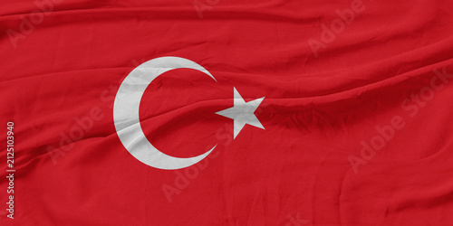 Turkey Flag Wind Waves Fabric in Breeze