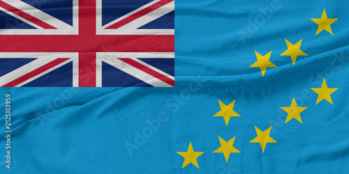Tuvalu Flag Wind Waves Fabric in Breeze