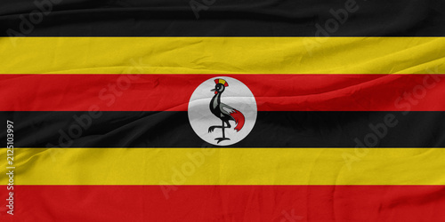 Uganda Flag Wind Waves Fabric in Breeze