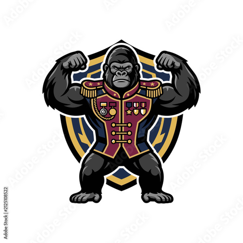 Gorilla Mascot Logo with Military Uniform