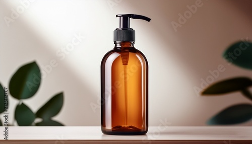 amber bottle with pump dispenser mockup front view of amber pump bottle mockup perfect for showcasing your brand of soap shampoo or lotion