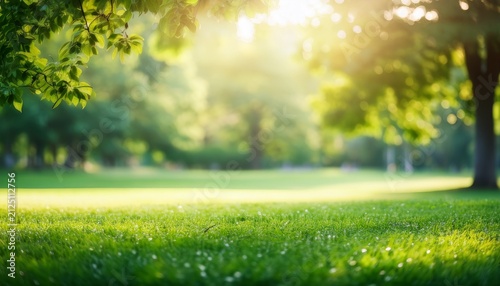 blurred background of lush green park in summer abstract nature background with bokeh of sunny park with green grass and trees summer backdrop for relaxation and tranquility