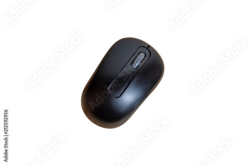 Black wireless computer mouse isolated on transparent background