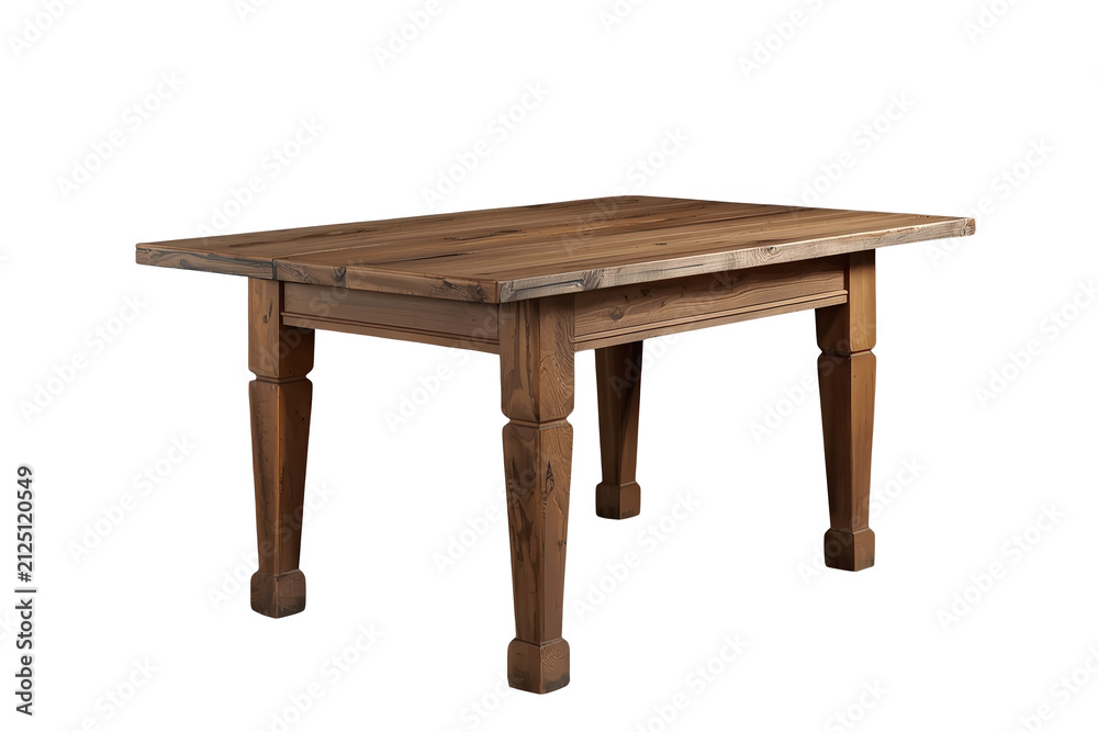 Fototapeta premium Rustic wooden dining table with square carved legs