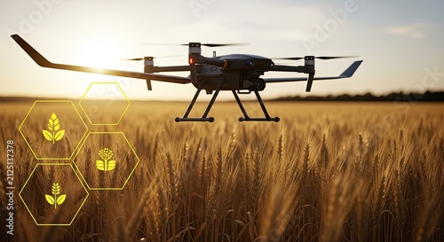 Modern Drone Technology Enhancing Agricultural Field Monitoring and Crop Health.