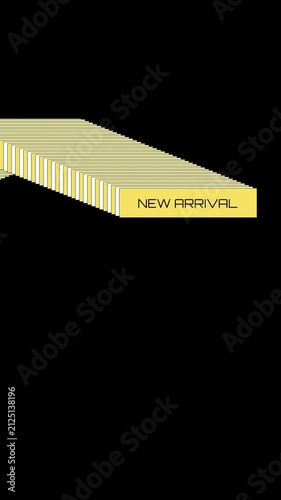 Yellow 3d block new arrival text animation with transparent background
