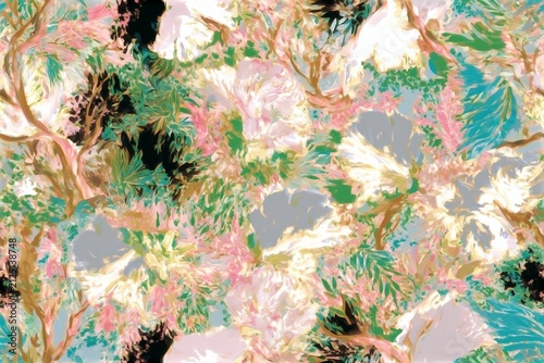 impressive design that combines eye-catching floral motifs. Large flowers and leaves in black, gray and beige tones, accompanied by curved branches, create a watercolor look Seamless watercolor floral