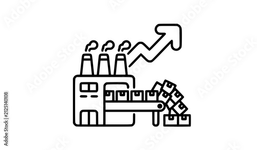 Obraz na plátne Vector Line Icon for Overproducing with Factory Conveyor and Excess Production S
