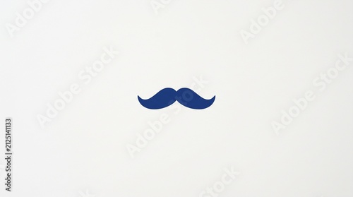 Simple blue mustache icon on a white background