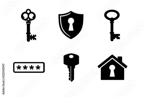 Collection of Various Key Icons Representing Security and Access Control