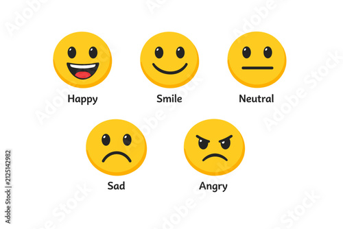 Collection of Yellow Emoji Faces Expressing Various Emotions on a Black Background
