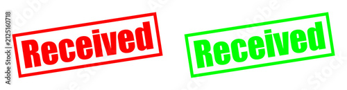 Two rubber stamps with the word 'Received' in red and green isolated on transparent background