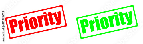Red and green priority stamps signifying urgent tasks during business operations Isolated on transparent background