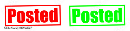Two stamps with the word 'Posted' in red and green isolated on transparent background
