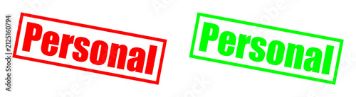 Red and green rubber stamps with the word Personal isolated on transparent background