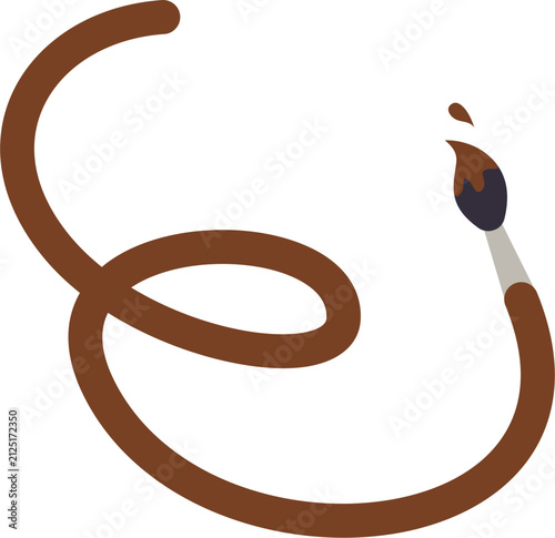 Minimalist Brown Paintbrush Illustration Creating A Fluid Swirl Line Stroke Design Element For Artistic Graphic Projects