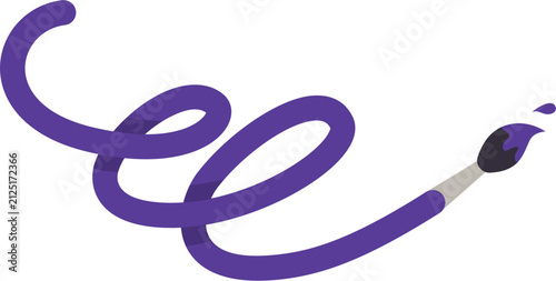 A creative purple artistic paint brush illustration making a spiral swirl motion for graphic design and digital art projects