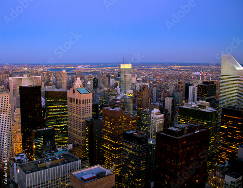 Manhattan in New York City skyline at dusk