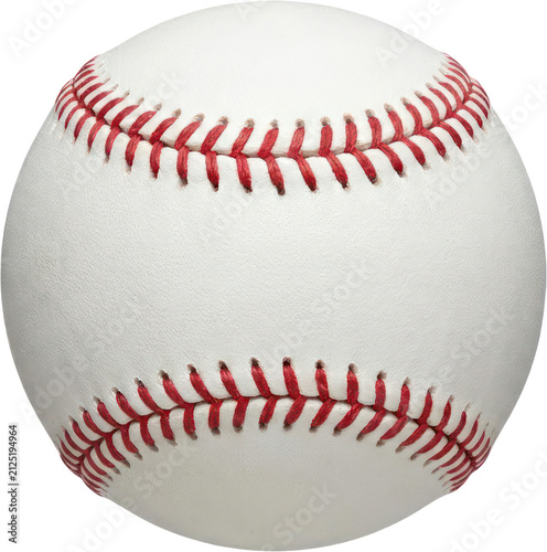 Obraz na płótnie White leather baseball with red stitching