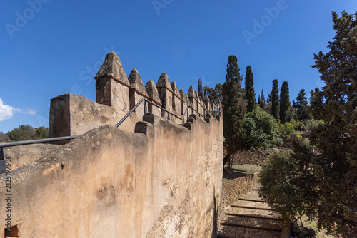 Ruins of Moorish Gibralfaro Castle, located on hill above fortress Alcazaba, Malaga, Spain, Andalusia