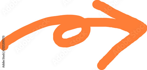 Hand drawn Orange right arrow icon vector illustration