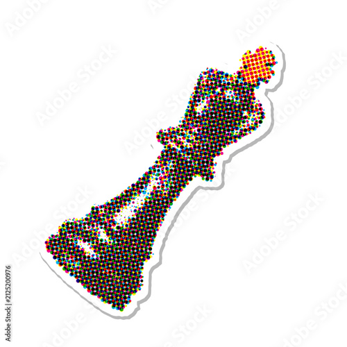Chess king piece made of colorful halftone dots with pixel art style