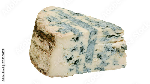 фотографія Wedge of blue cheese with visible mold veins, isolated on transparent background