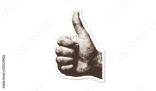 Halftone style thumbs up hand gesture illustration