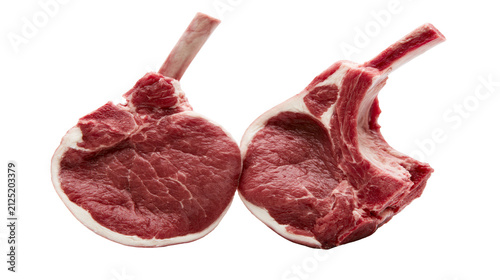 Fotografía Two raw lamb chops with bone, isolated on transparent background
