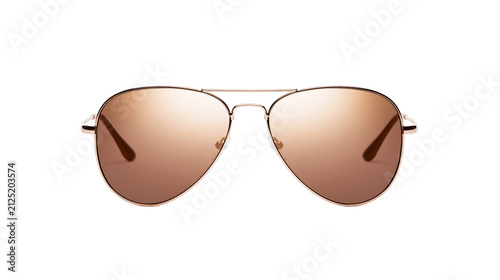 Rose gold aviator sunglasses with mirrored lenses, isolated on transparent background