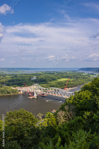 Mississippi River Bridge Construction Scenic Landscape