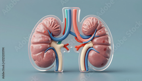 Anatomical medical model of human renal system