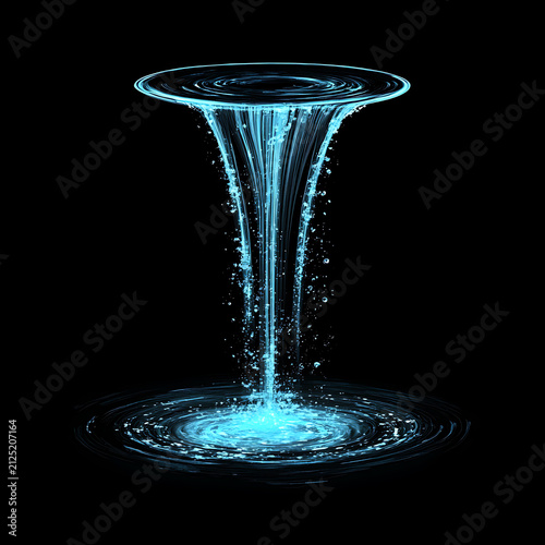water in dynamic motion, isolated on black background for commercial use.