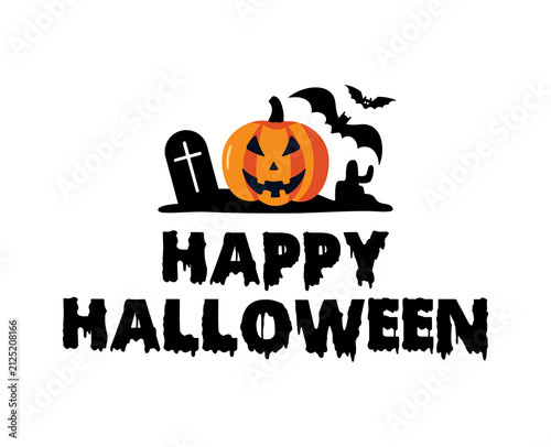Happy Halloween Hand Lettering Typography with Spooky Decorative Elements