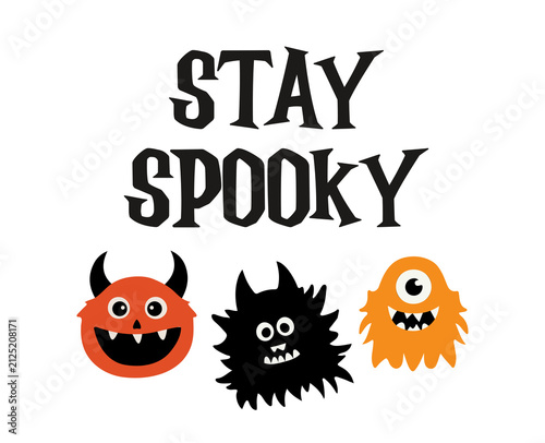 Stay Spooky Hand Lettering with Vintage Halloween Decorative Elements Vector Illustration