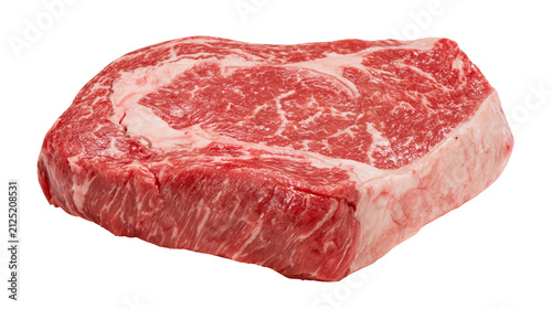 фотографія Raw marbled ribeye steak with thick fat cap, isolated on transparent background