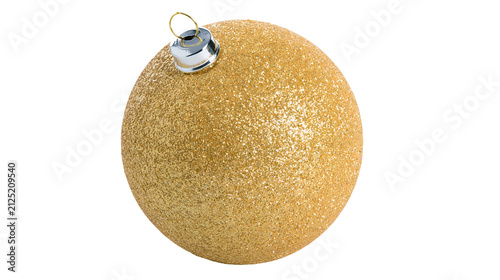 Konstfotografi Sparkling gold glitter Christmas ornament with silver cap, isolated on transpare
