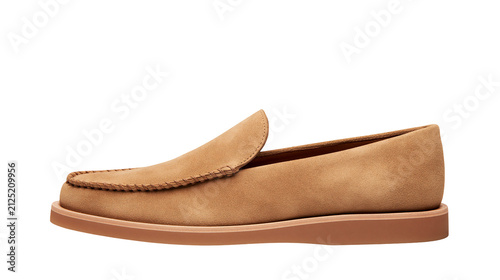 Cuadro en lienzo Tan suede loafer shoe with detailed stitching, isolated on transparent backgroun
