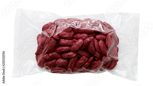 Canvas Print Vacuum sealed bag of red kidney beans, isolated on transparent background