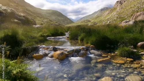 The water in the river is flowing.