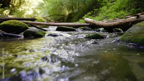 The water in the river is flowing.