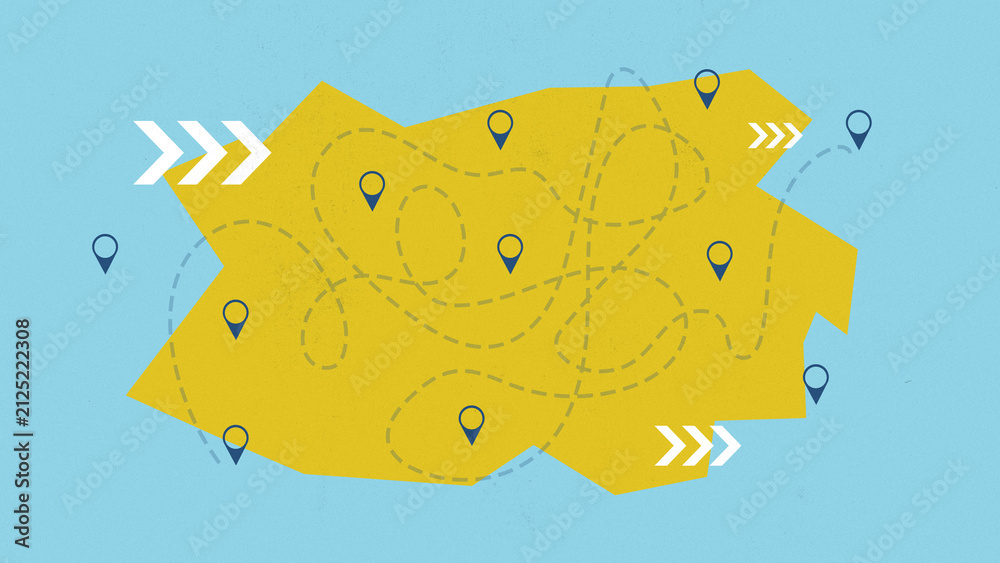 Fototapeta premium Travel planning involves creating a route map to explore new destinations and experience local culture