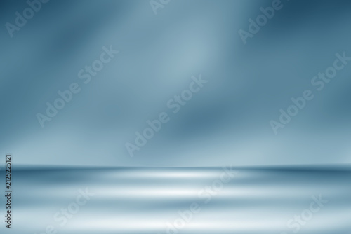 Blue room studio with spotlight gradient backdrop used for background and display your product.