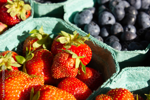 Fresh strawberries straight from the garden. Strawberry harvest. Natural organic strawberries. A healthy, delicious berry in a container.
