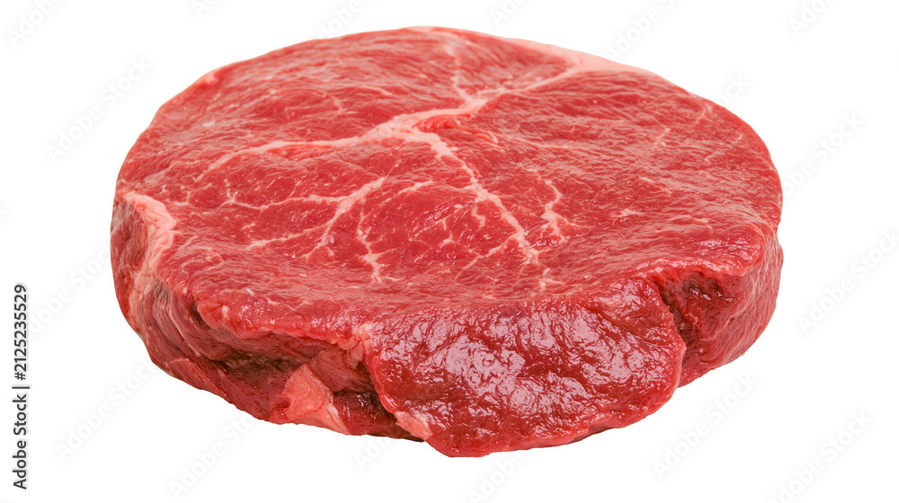 Obraz premium Raw marbled beef steak fresh red meat with visible fat marbling, isolated on transparent background