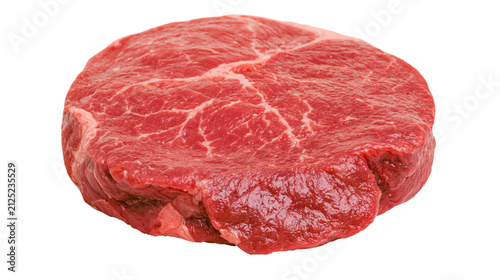Foto Raw marbled beef steak fresh red meat with visible fat marbling, isolated on tra