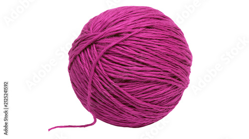 Bild auf Leinwand Vibrant magenta yarn ball with loose strand, isolated on transparent background