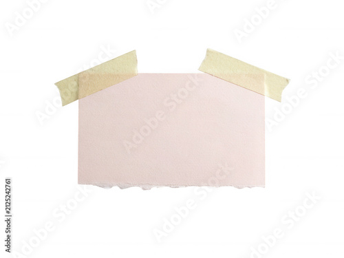 Pink paper note attached with adhesive tape isolated on a transparent background for professional mockup designs
