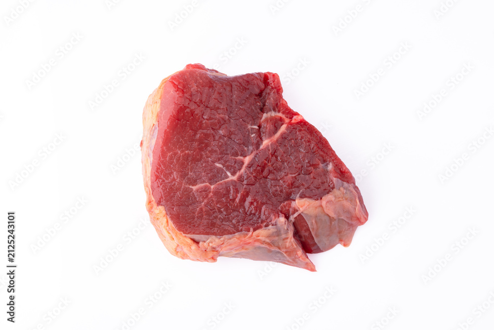 Obraz premium Perfectly grilled premium beef steak isolated on a white background
