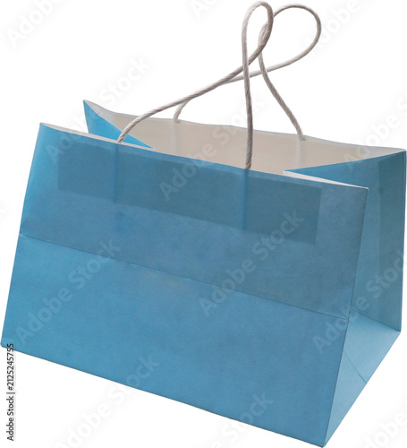 Blue paper bag on a transparent background